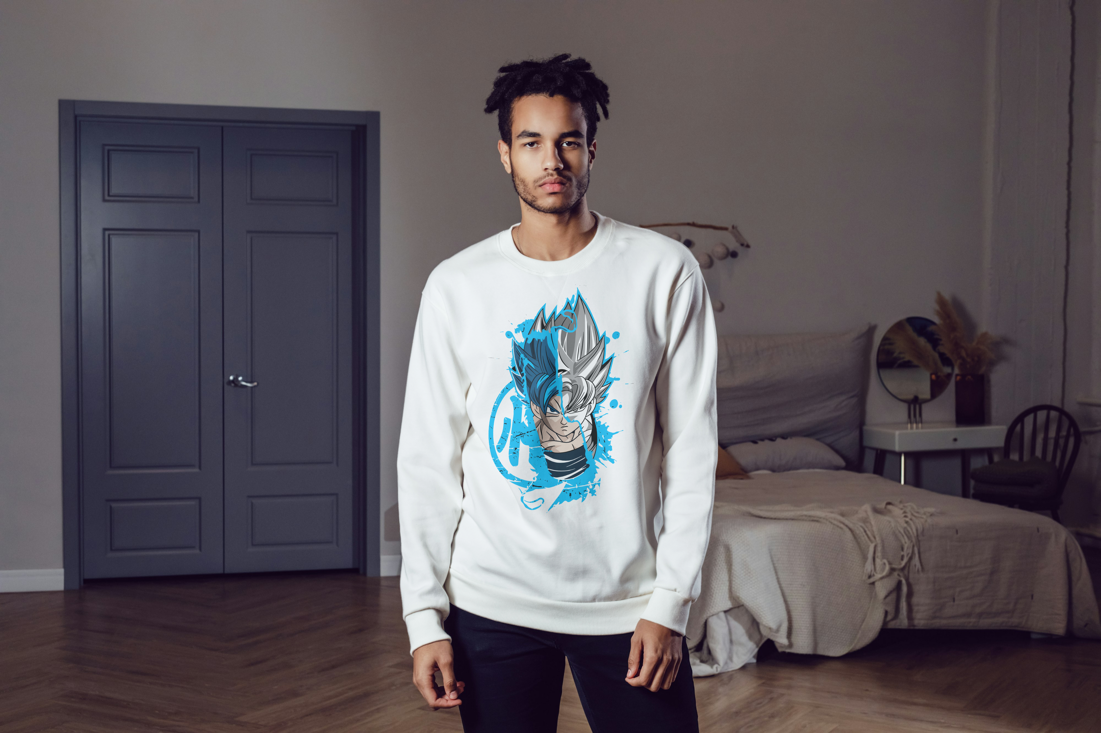 Sudadera Anime Streetwear White – Estilo Urbano